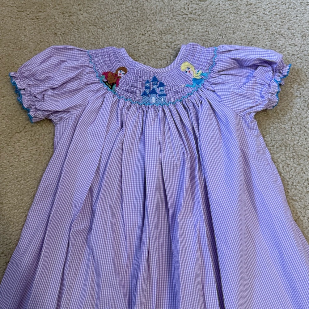 Classic Whimsy Frozen Smocked Gingham Dress - Picture 4 of 6